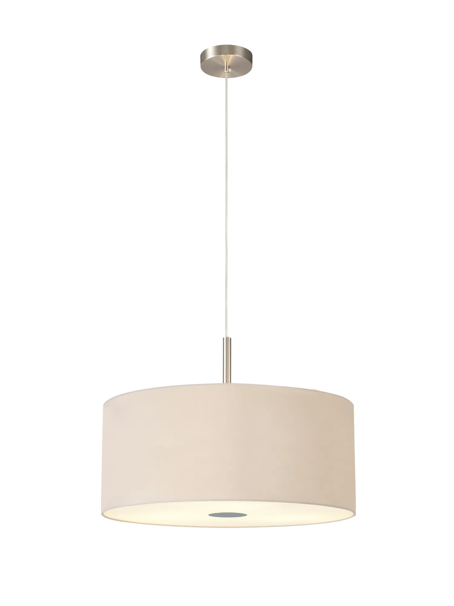 Baymont 50cm 3 Light Pendant Satin Nickel, Nude Beige/Moonlight, Frosted Diffuser DK0448  Deco Baymont SN NU